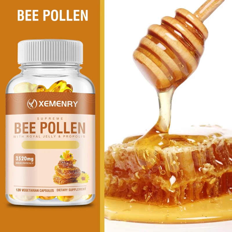 Bee Pollen Supplement - Relieve Joint Inflammation,
Enhance Immunity, Antioxidant - 120 Capsules