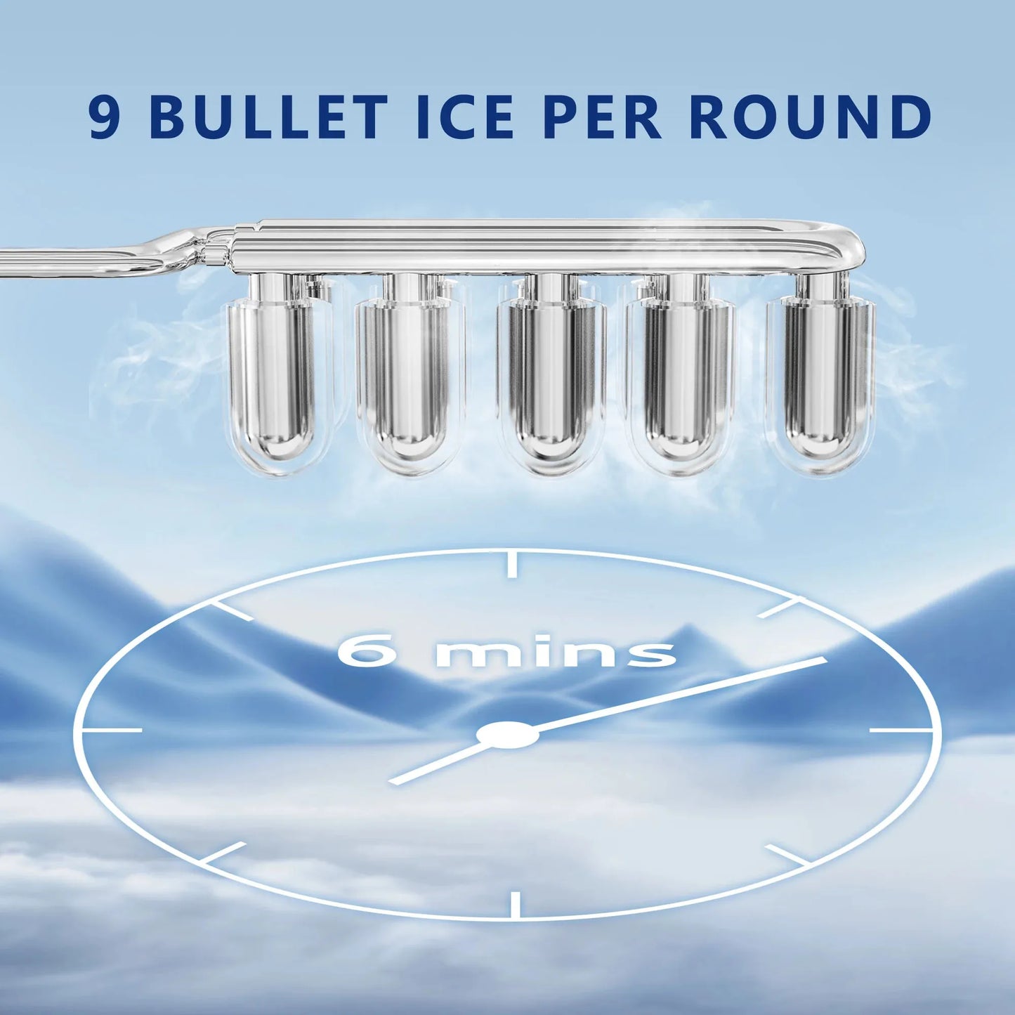 25 lbs/24H Countertop Ice Maker Machine, 9 Bullet-Shaped Ice in 6 Min, Auto-Cleaning