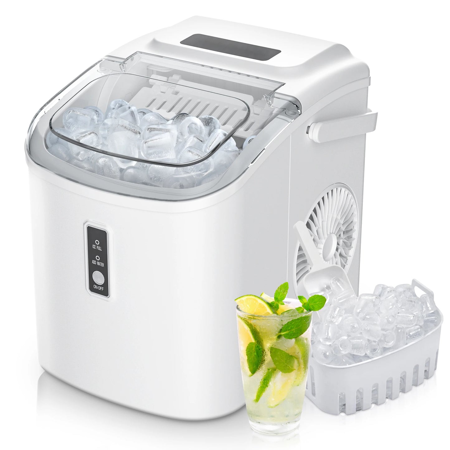 Portable Ice Maker Machine 26.5lbs/Day 9 Cubes in 6 Mins with Auto-Cleaning Basket and Scoop