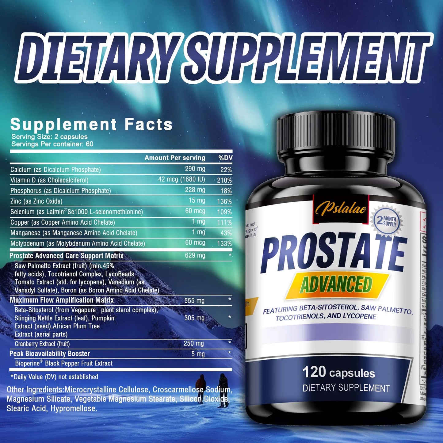 Prostate Capsules - Contains Saw Palmetto
to Reduce Bathroom Trips and Relieve Bladder - 120 Capsules