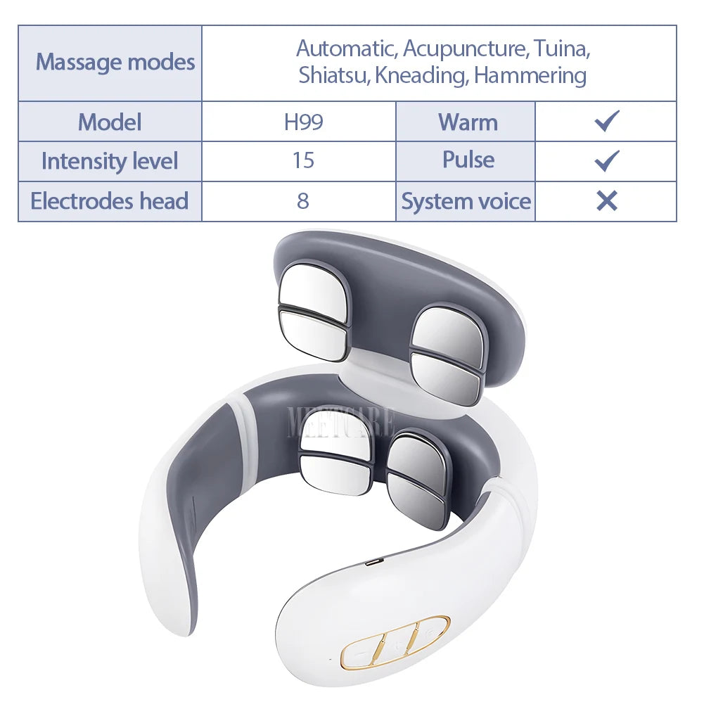 TENS Back Neck Massager, Heated Wireless Shoulder Massage,
