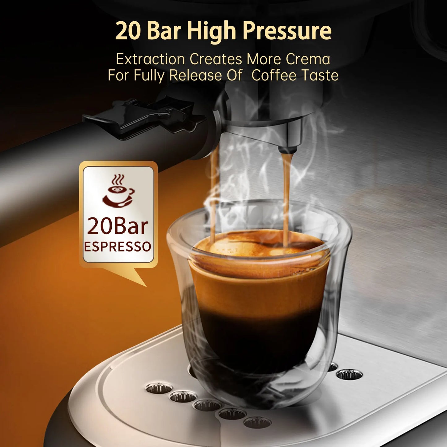 HiBREW Coffee Maker Cafetera 20 Bar Inox Semi Automatic Super Slim
ESE POD & Powder Espresso Machine Hot Water H11