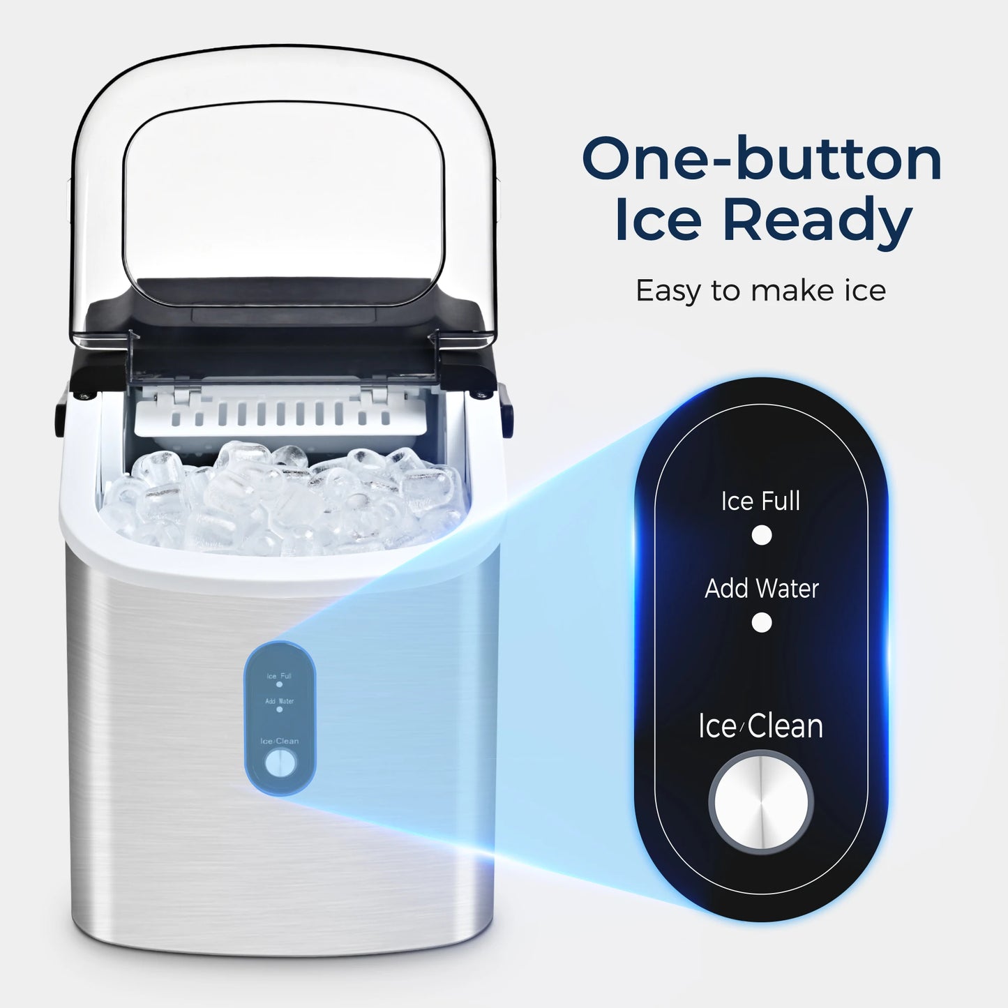 Portable Ice Maker Machine 26.5lbs/Day 9 Cubes in 6 Mins with Auto-Cleaning Basket and Scoop