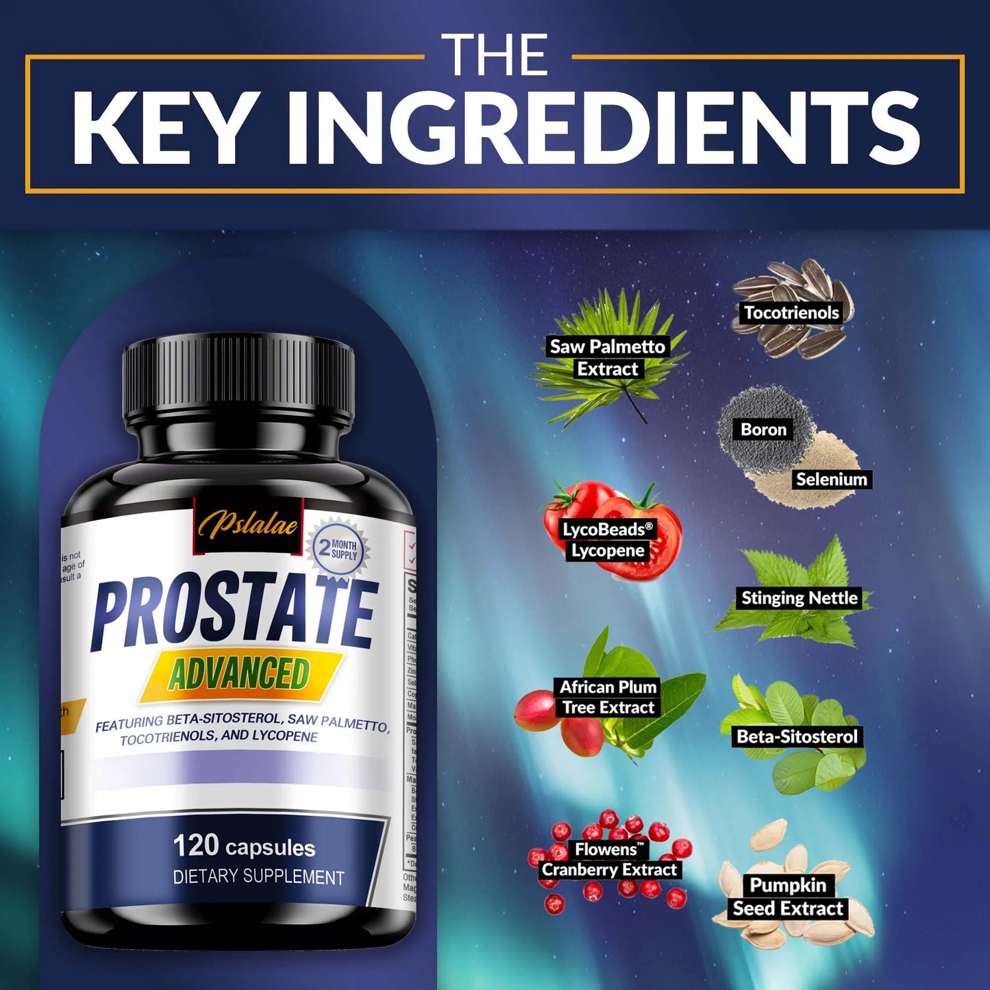 Prostate Capsules - Contains Saw Palmetto
to Reduce Bathroom Trips and Relieve Bladder - 120 Capsules