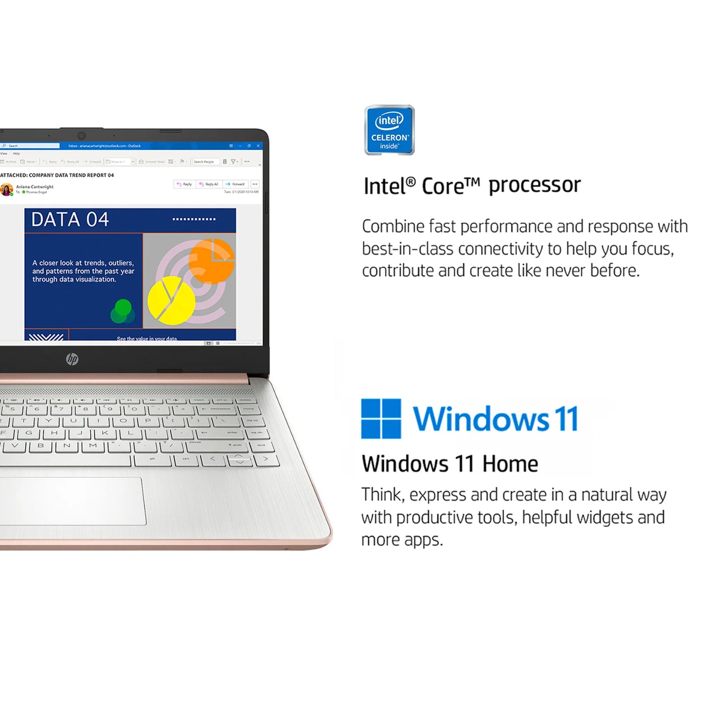 HP Newest 14" Business Laptop Rose Gold Computer