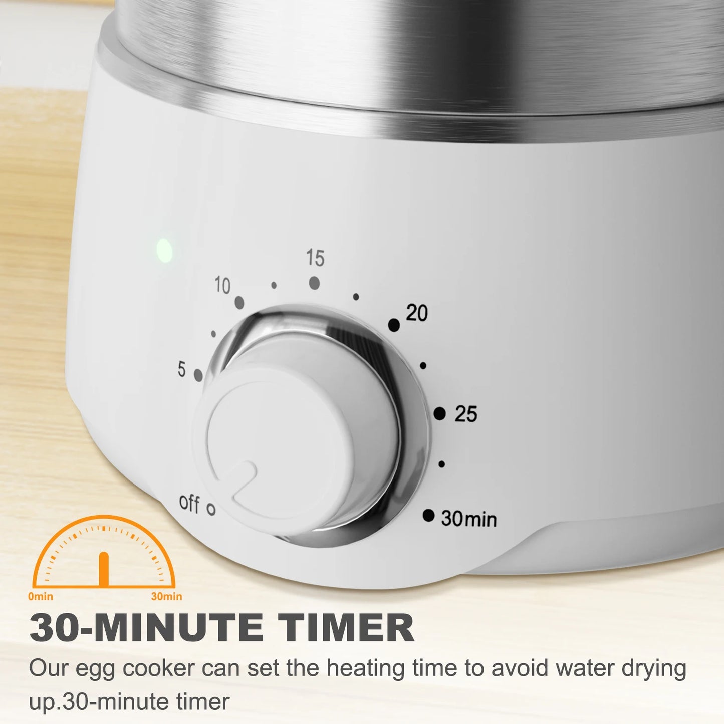 Egg Cooker 14-Egg Capacity Electric Hard Boiled Stainless Steel
Egg Cooker with 30-Min Timer and Auto Shut-Off