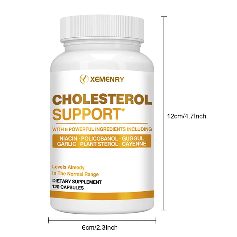 Cholesterol Supplements -
Improves Blood Circulation, Supports Blood Pressure and Heart Health - 120 Capsules