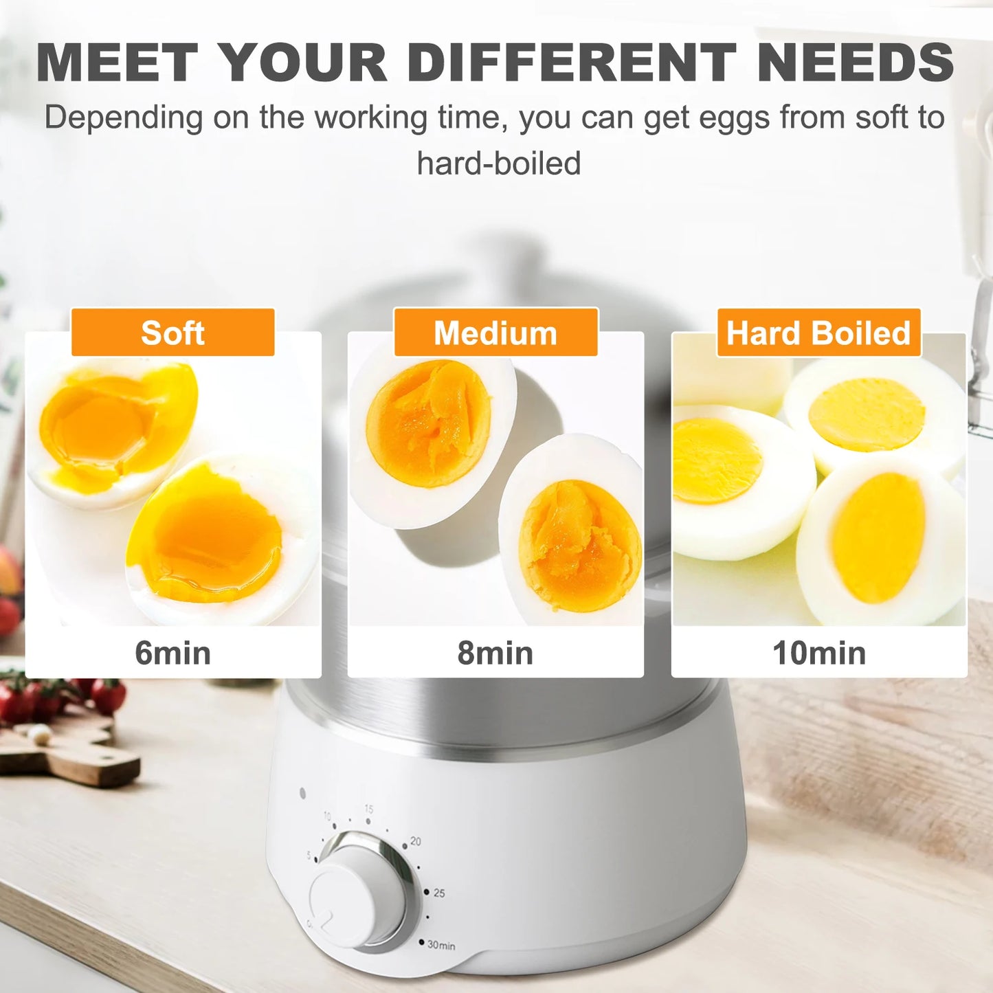 Egg Cooker 14-Egg Capacity Electric Hard Boiled Stainless Steel
Egg Cooker with 30-Min Timer and Auto Shut-Off