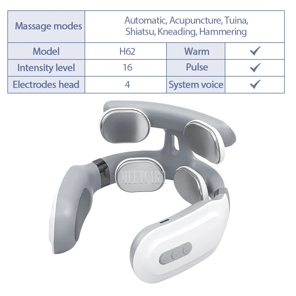 TENS Back Neck Massager, Heated Wireless Shoulder Massage,