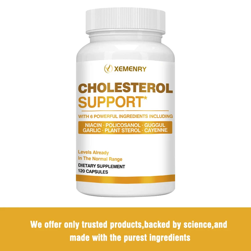 Cholesterol Supplements -
Improves Blood Circulation, Supports Blood Pressure and Heart Health - 120 Capsules