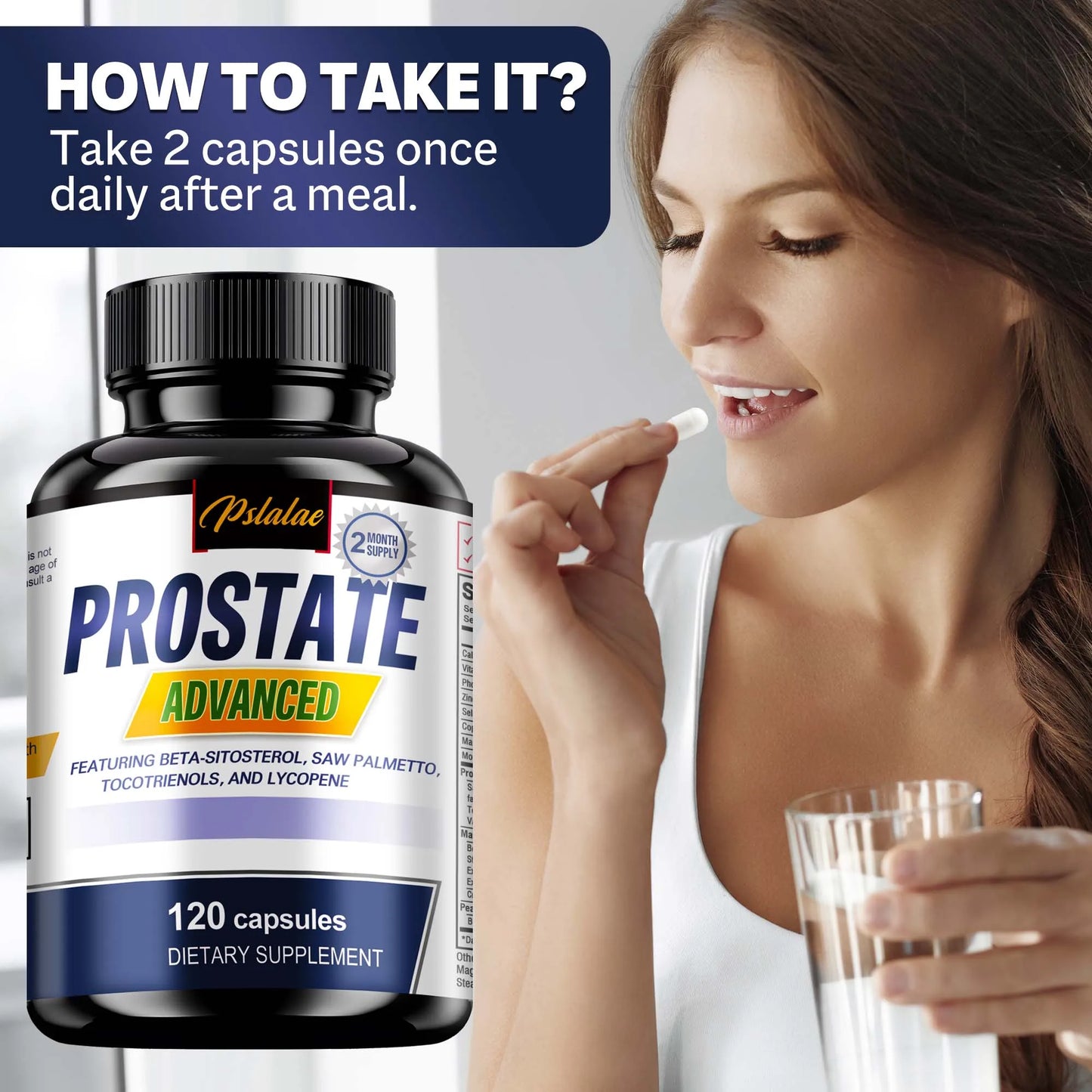 Prostate Capsules - Contains Saw Palmetto
to Reduce Bathroom Trips and Relieve Bladder - 120 Capsules