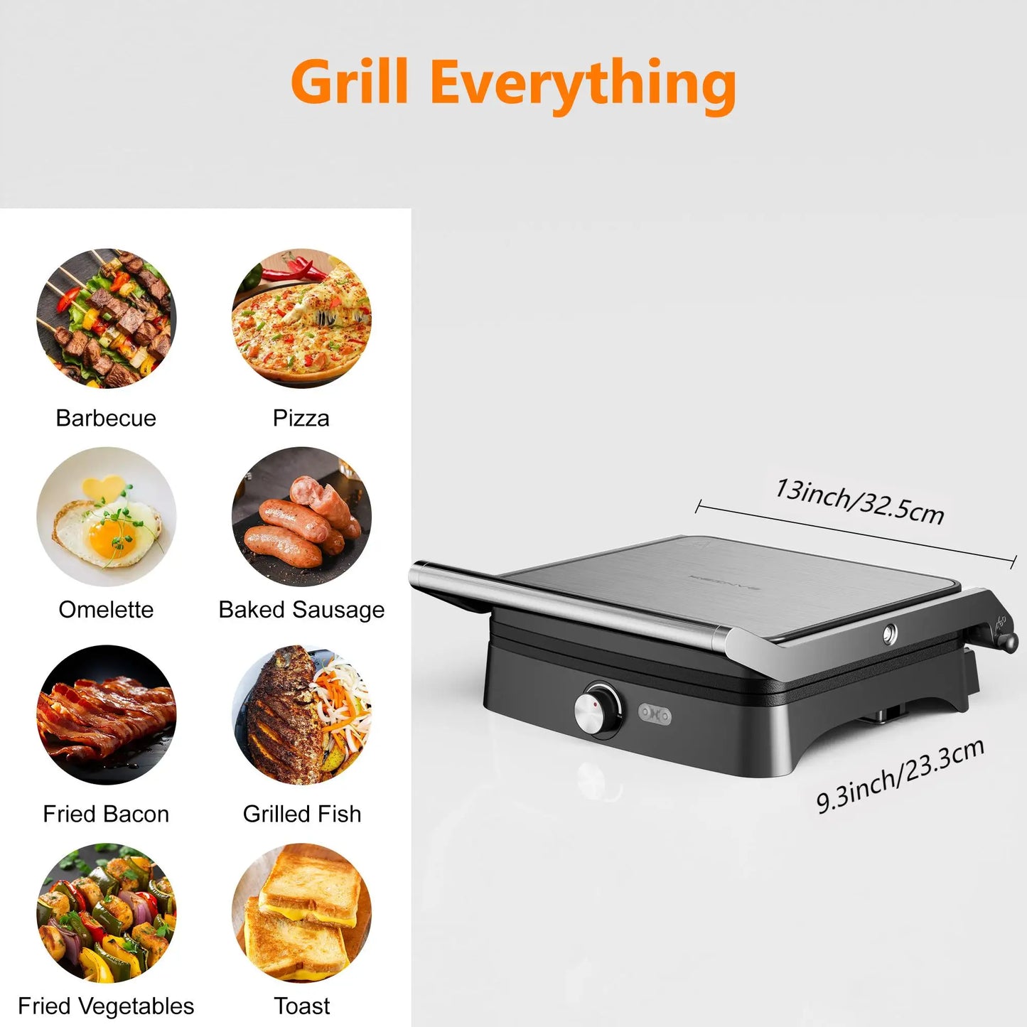 Panini Press Grill Indoor Sandwich Maker
Temperature Setting, 4 Slice Non-stick Grill, Opens 180 Degrees, 1200 W