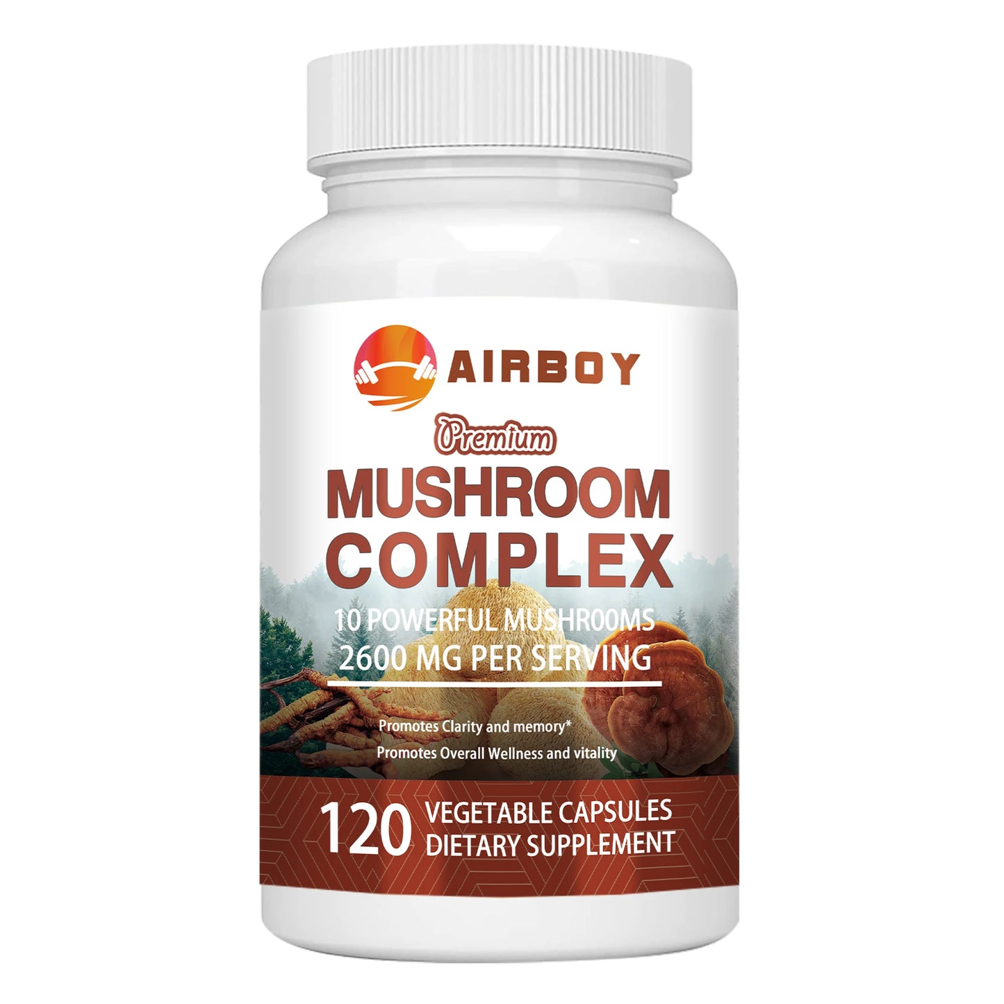 Mushroom Complex - with Lions Mane, Brain Supplement for Memory, Enhance Energy - 120 Capsules