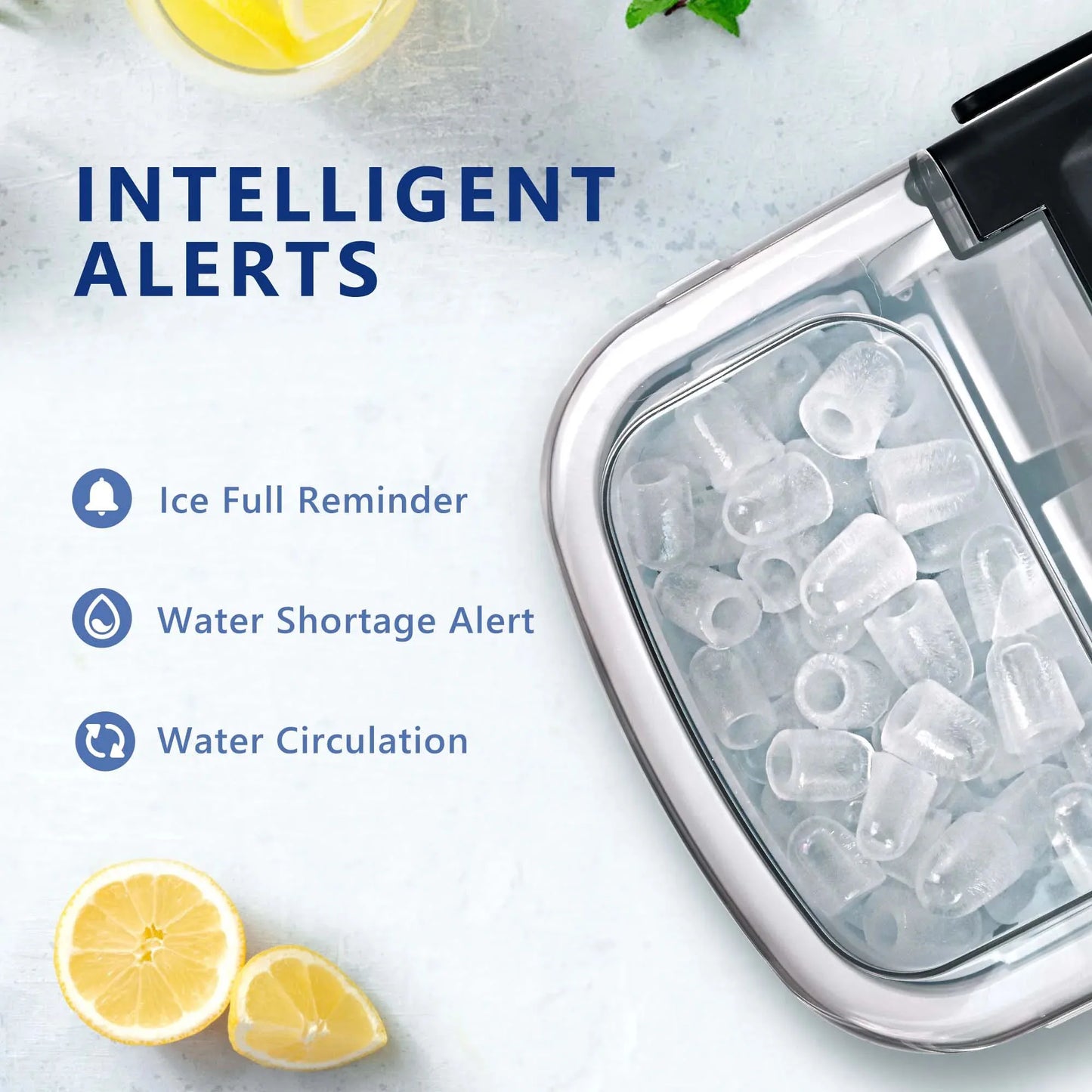 25 lbs/24H Countertop Ice Maker Machine, 9 Bullet-Shaped Ice in 6 Min, Auto-Cleaning
