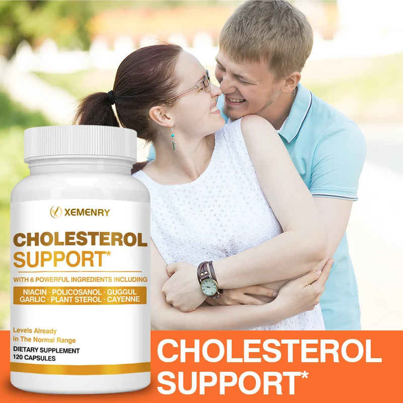 Cholesterol Supplements -
Improves Blood Circulation, Supports Blood Pressure and Heart Health - 120 Capsules