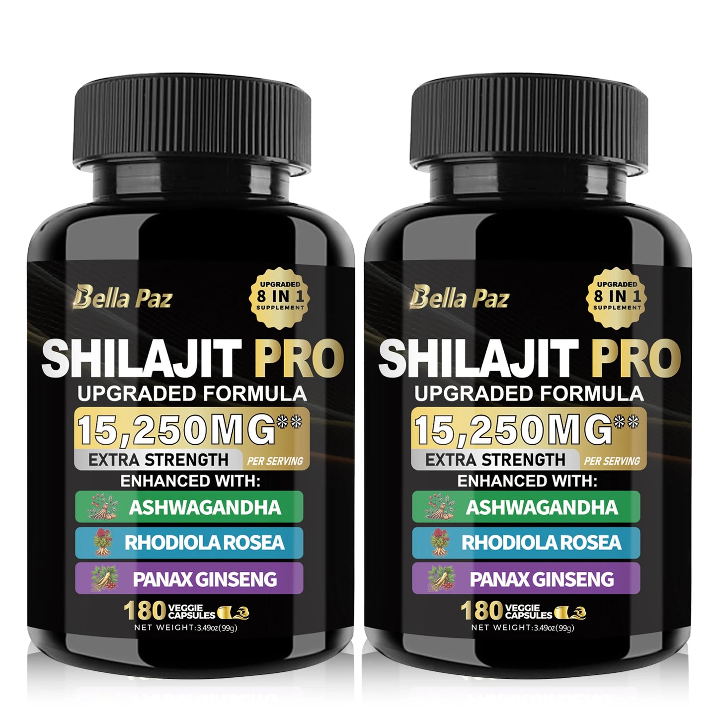 Shilajit Nature's Synergy 8-in-1 Formula: Shilajit, Ashwagandha, Rhodiola & More in One Capsule for Holistic Wellness
