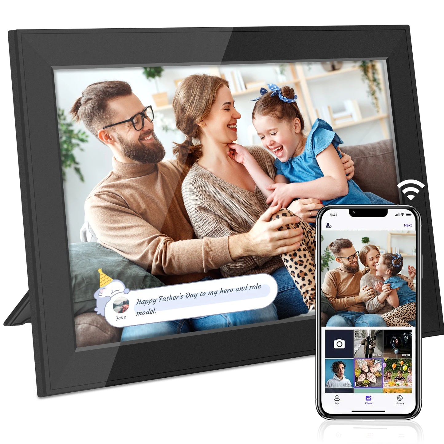 Digital Picture Frame 10.1 Inch WiFi Large Storage1280 x 800 HD IPS Touch Screen Auto-Rotate