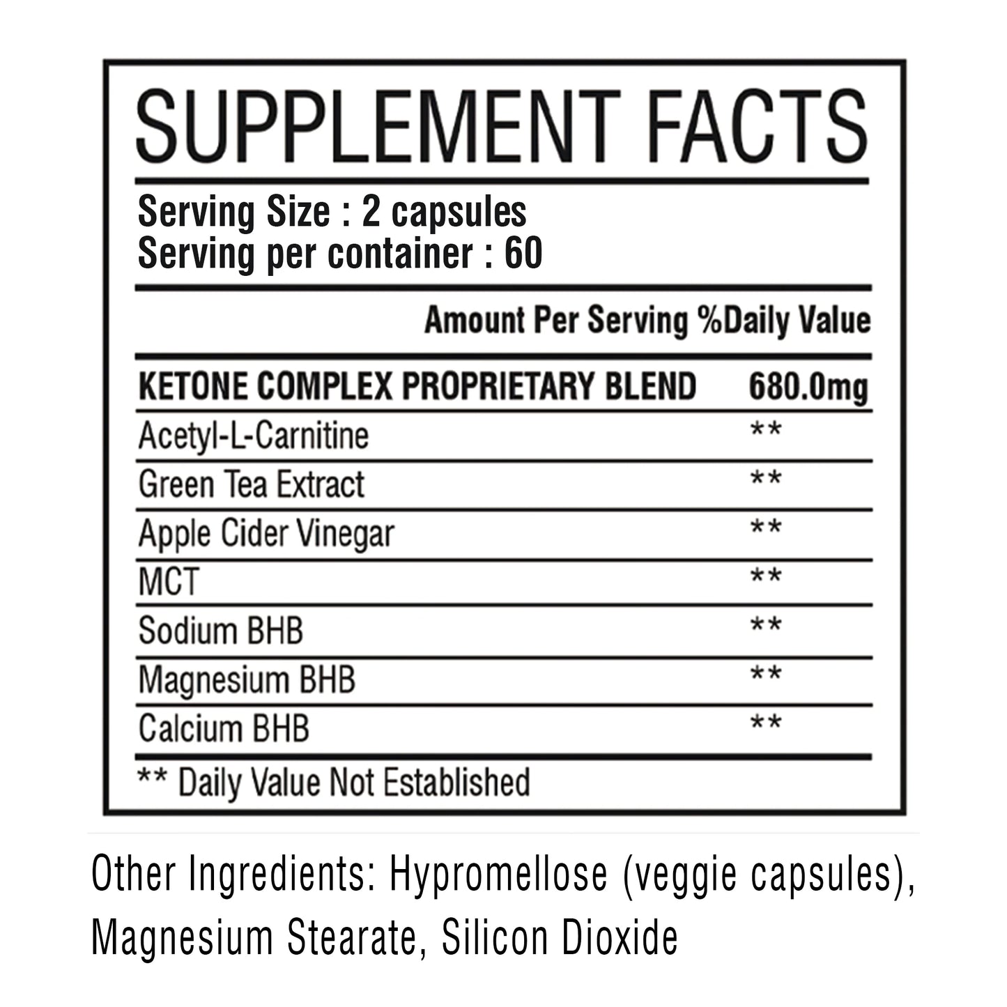 Apple Cider Vinegar + Keto
- Weight Management, Fat Burning, Detoxification, Metabolism, Appetite Suppression - 120 Capsules