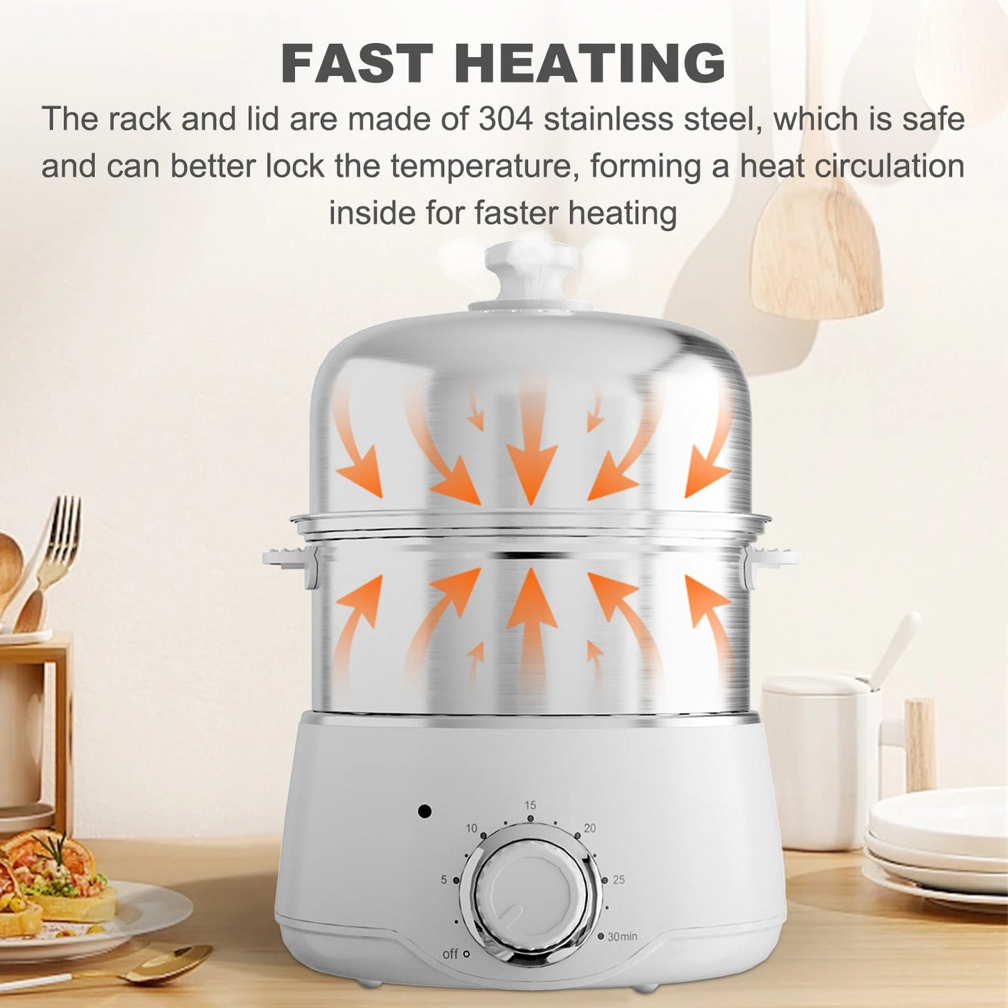 Egg Cooker 14-Egg Capacity Electric Hard Boiled Stainless Steel
Egg Cooker with 30-Min Timer and Auto Shut-Off
