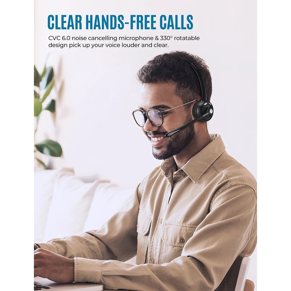 1/2 pack Mpow Pro Office Wireless Bluetooth V5.0 headphone
With Microphone 13H Talking Time For Driver Call Center Skype Office