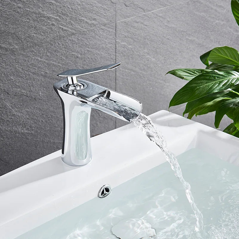 Basin Faucets Waterfall Bathroom Faucet Single handle