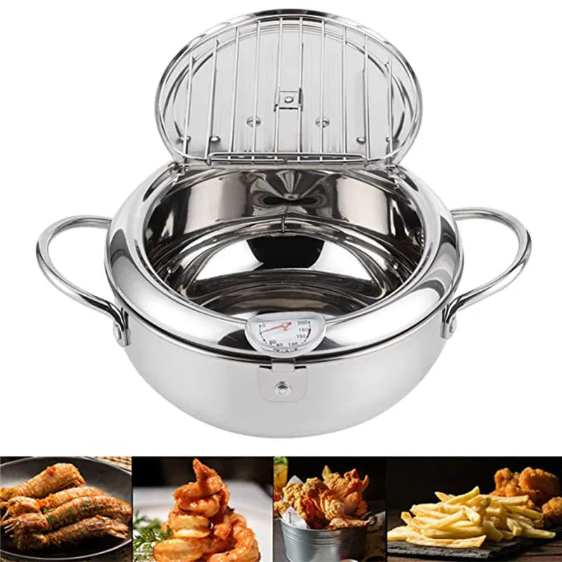 Deep Fryer French Fries 304 Stainless Steel
Potato Fryer With Oil Cooking Pot Fried Chicken With Thermometer