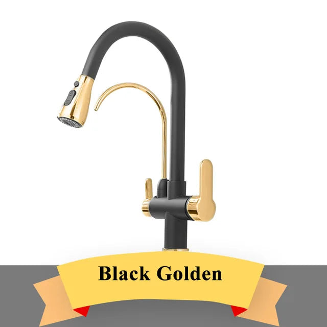 Purify Water Kitchen Faucet Deck Mounted Dual Handle Faucet
Purification Kitchen Sink Faucet 2 Swivel Spout Water Mixer Tap