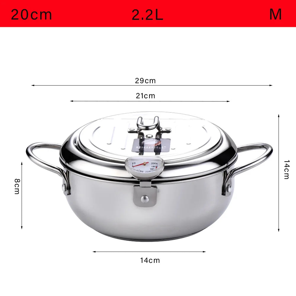 Deep Fryer French Fries 304 Stainless Steel
Potato Fryer With Oil Cooking Pot Fried Chicken With Thermometer