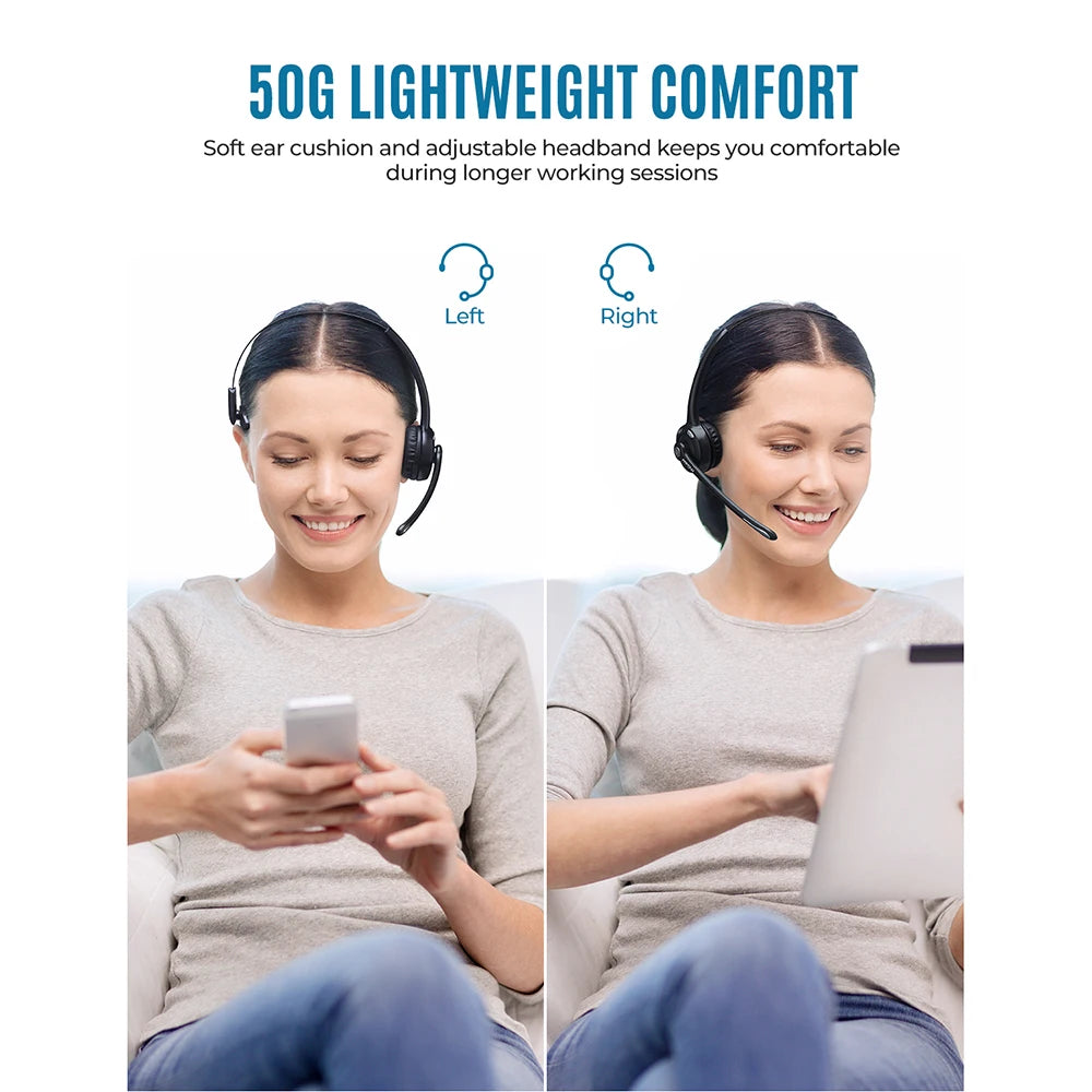 1/2 pack Mpow Pro Office Wireless Bluetooth V5.0 headphone
With Microphone 13H Talking Time For Driver Call Center Skype Office