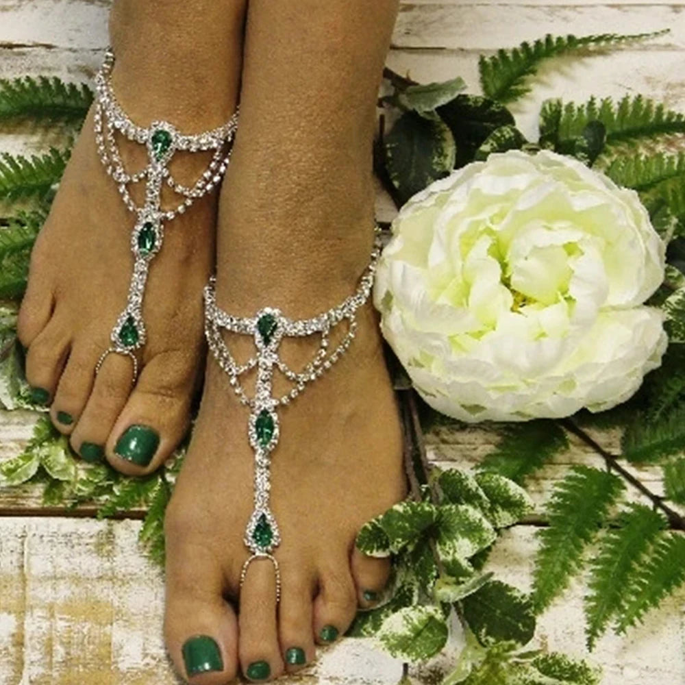 Rhinestone Barefoot Anklet Bracelet Jewelry