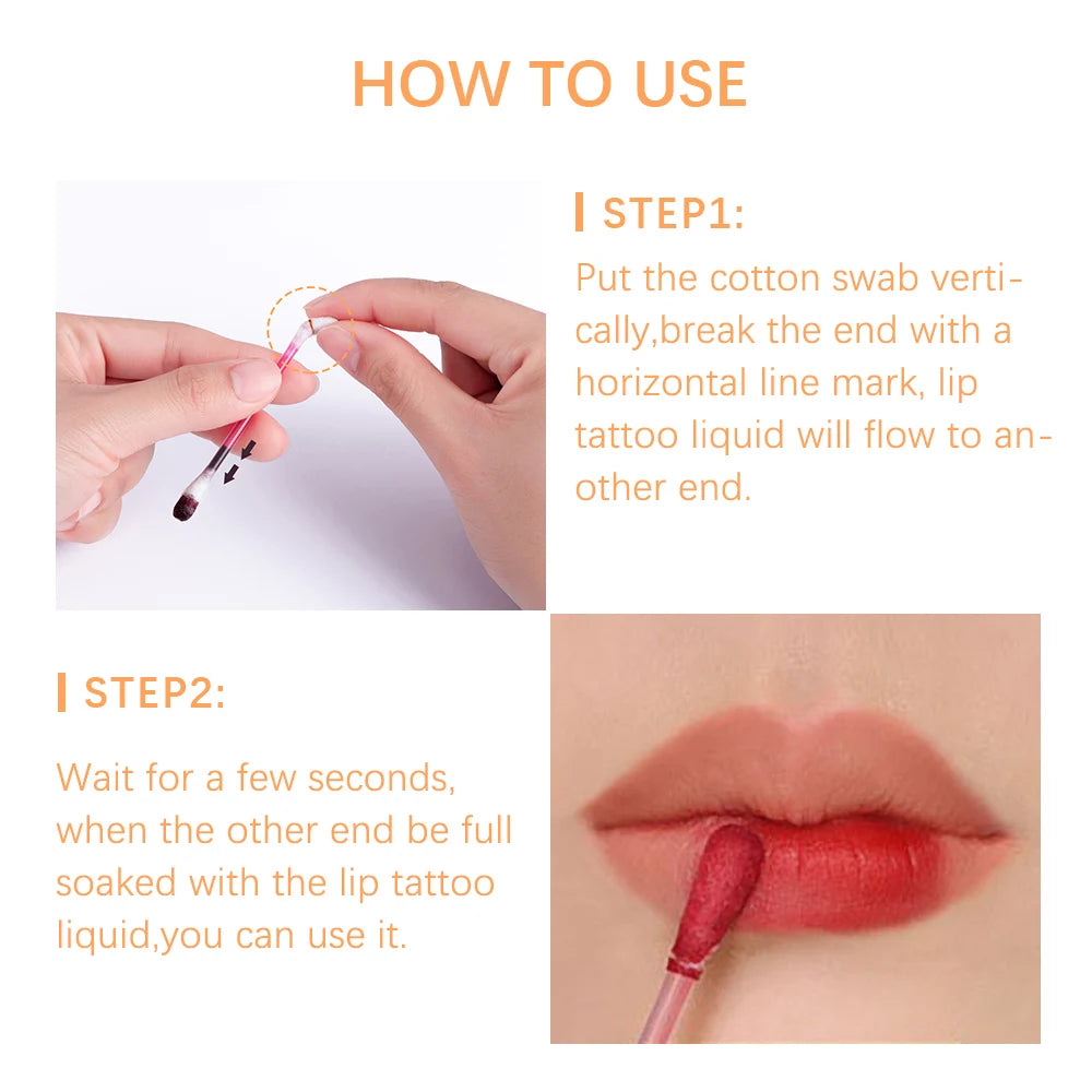 Tattoo Lipstick Cotton Swab Matte Waterproof Lip Gloss Stick Cotton Buds 20pcs/Lot Liquid Lipsticks Set Cigarette Case Box