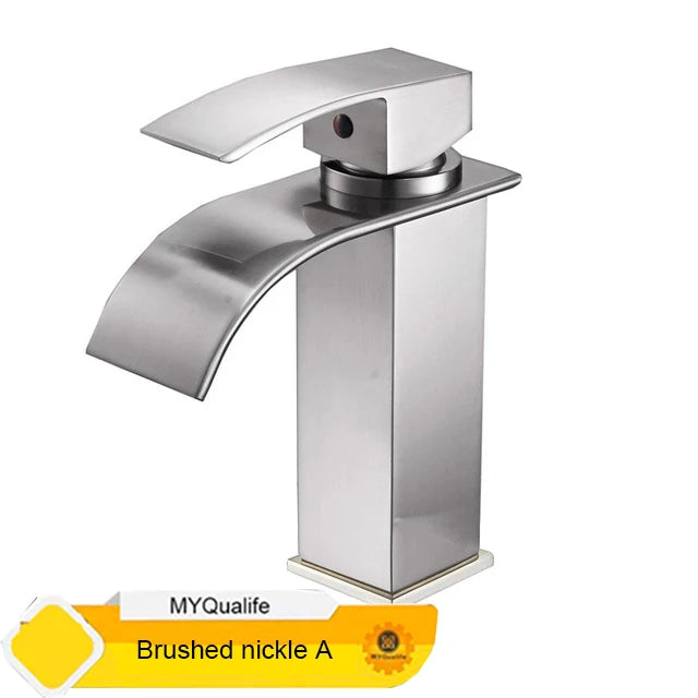 Black Waterfall Bathroom Faucet Basin Vanity Vessel Sinks Mixer Tap Cold And Hot Water