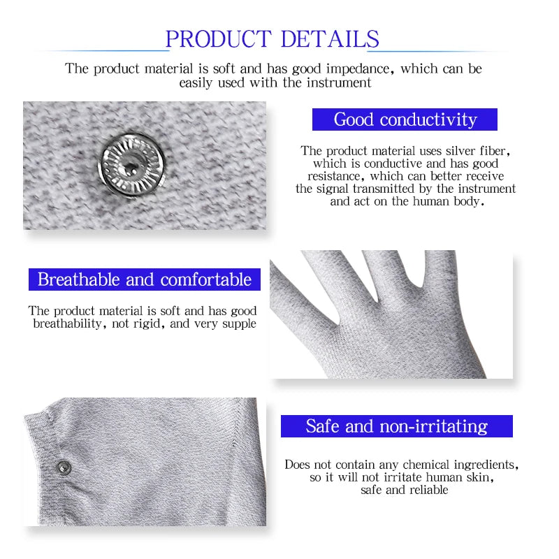 Electric Tens EMS Muscle Stimulator Conductive Silver Fiber Gloves