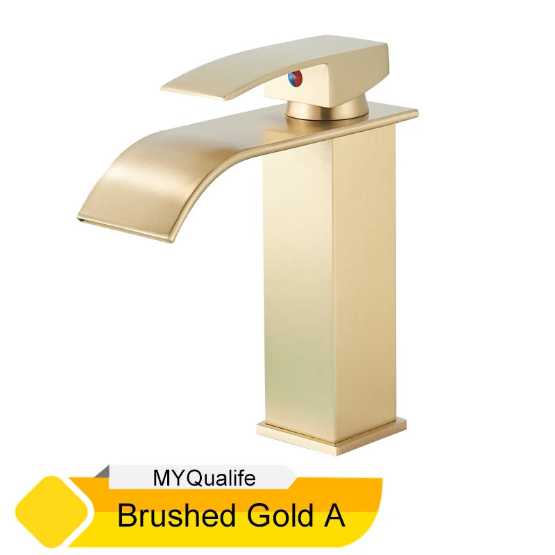 Black Waterfall Bathroom Faucet Basin Vanity Vessel Sinks Mixer Tap Cold And Hot Water