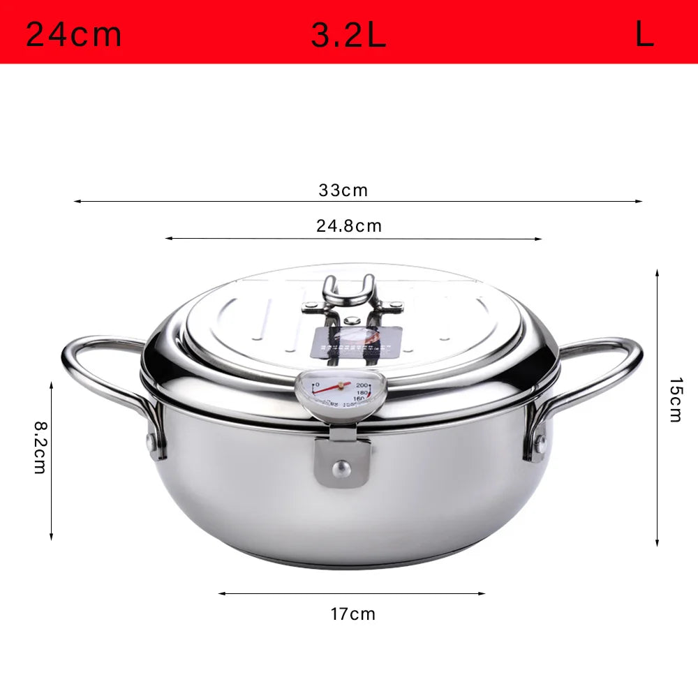 Deep Fryer French Fries 304 Stainless Steel
Potato Fryer With Oil Cooking Pot Fried Chicken With Thermometer