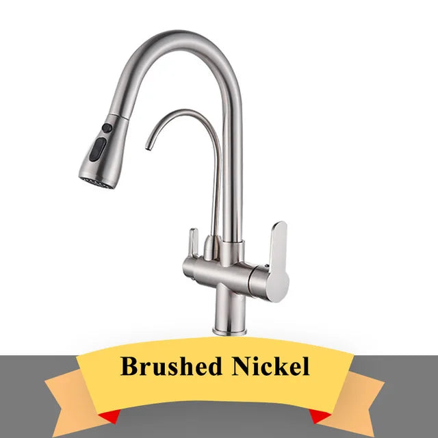 Purify Water Kitchen Faucet Deck Mounted Dual Handle Faucet
Purification Kitchen Sink Faucet 2 Swivel Spout Water Mixer Tap