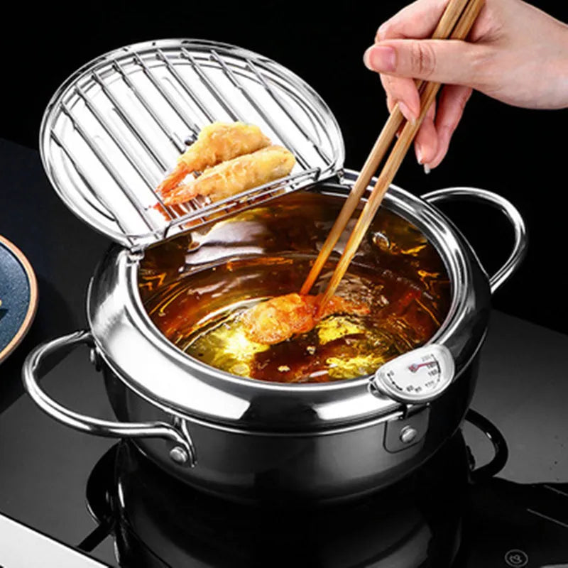 Deep Fryer French Fries 304 Stainless Steel
Potato Fryer With Oil Cooking Pot Fried Chicken With Thermometer