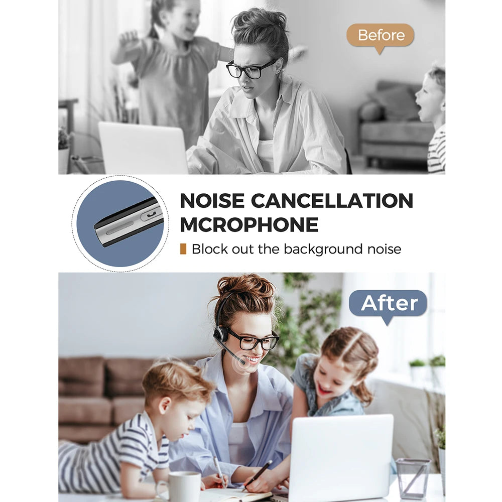 1/2 pack Mpow M5 Bluetooth V5.0 Headset Wireless Truck Driver
Headphones Hands-free Call Headset with Mic for Call Center Office