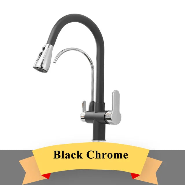 Purify Water Kitchen Faucet Deck Mounted Dual Handle Faucet
Purification Kitchen Sink Faucet 2 Swivel Spout Water Mixer Tap
