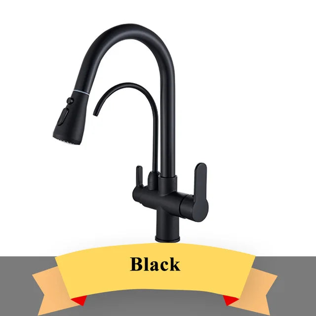 Purify Water Kitchen Faucet Deck Mounted Dual Handle Faucet
Purification Kitchen Sink Faucet 2 Swivel Spout Water Mixer Tap