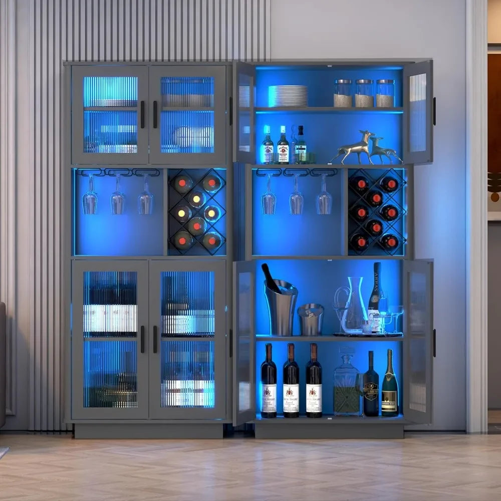 LED Wine Bar Cabinets with Removable Wine Rack,
Cabinets for Liquor with Light Motion Sensor