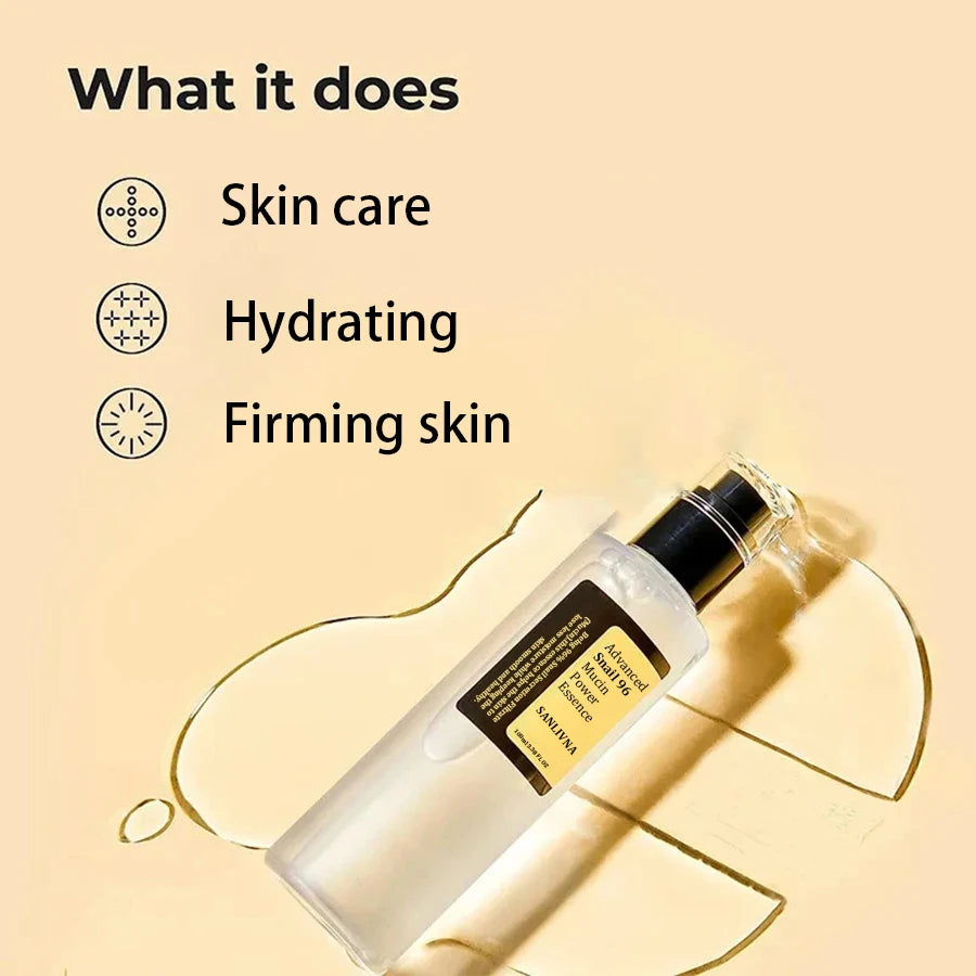 Snail Mucin 96% Korean Skin Care Facial Essence
Fine Lines Repair Essence Firming Facial Snail Brightening Anti-Aging