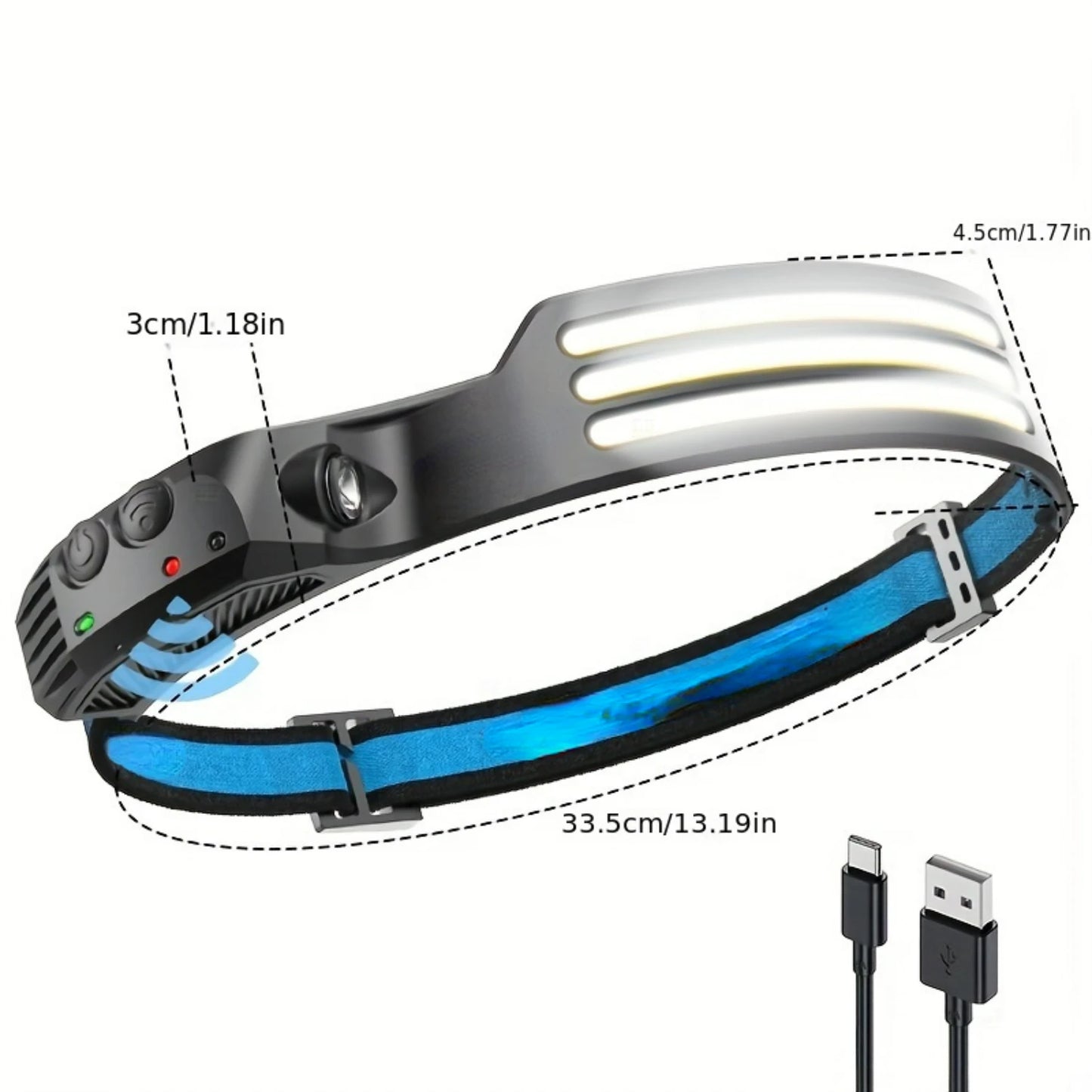 LED Headlamp - Rechargeable and Waterproof with 230°Wide Angle, 3*White Light - 2 Pack for Outdoor Activit