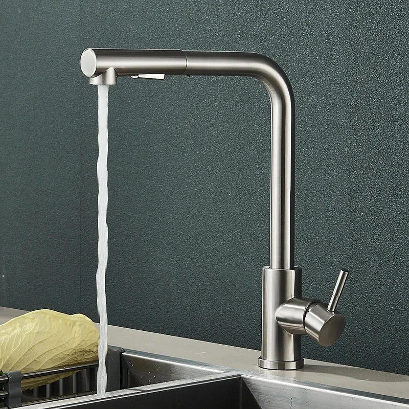 Black 360° Rotation Stream Sprayer Nozzle Stainless Steel Hot Cold Taps Kitchen Faucet Deck Mounted Mixer Tap