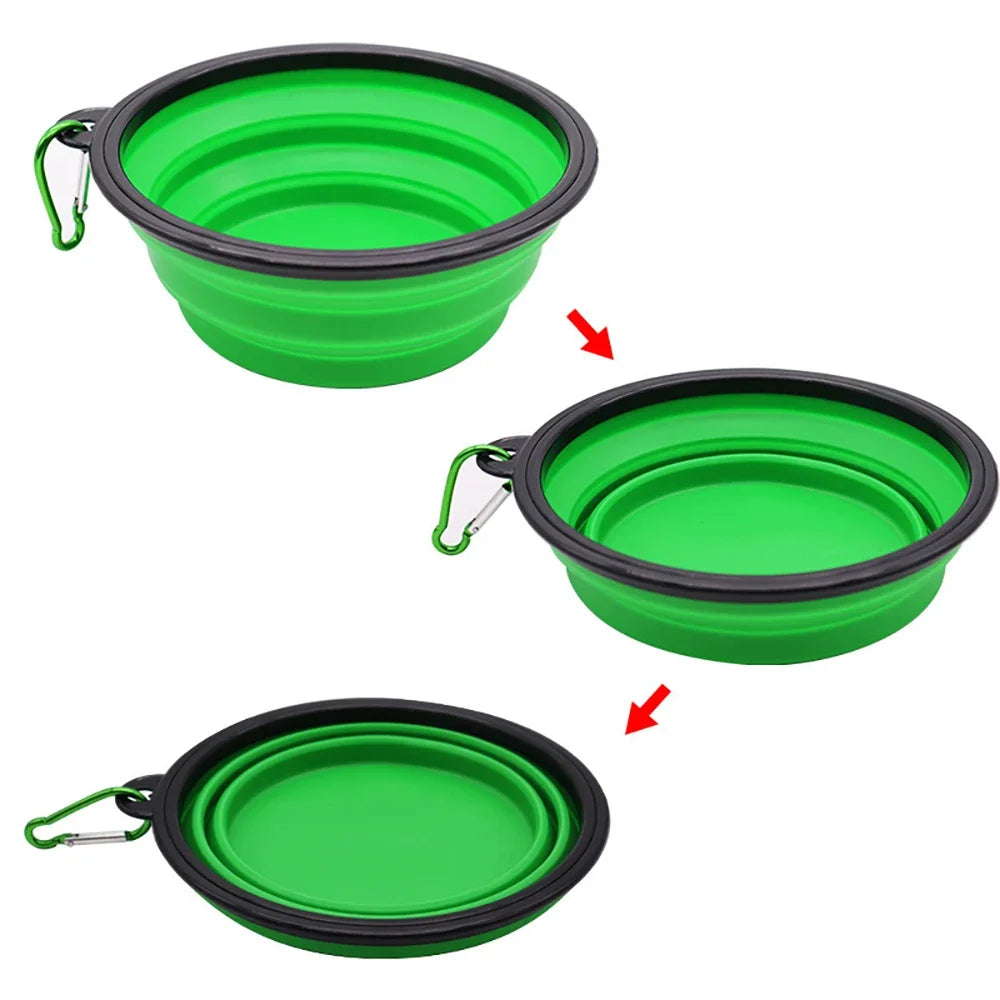 Outdoor Portable Pet Folding Bowl Silicone Dog Feeders with Hanging Hook Cat Dog Bowl Pet Items Dog Food Bowl