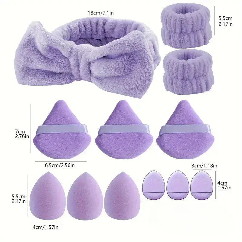 12Pcs Makeup Sponge Egg Foundation Sponges
Cosmetic Powder Puff Spa Headband Wristband Make Up Tools Accessories
