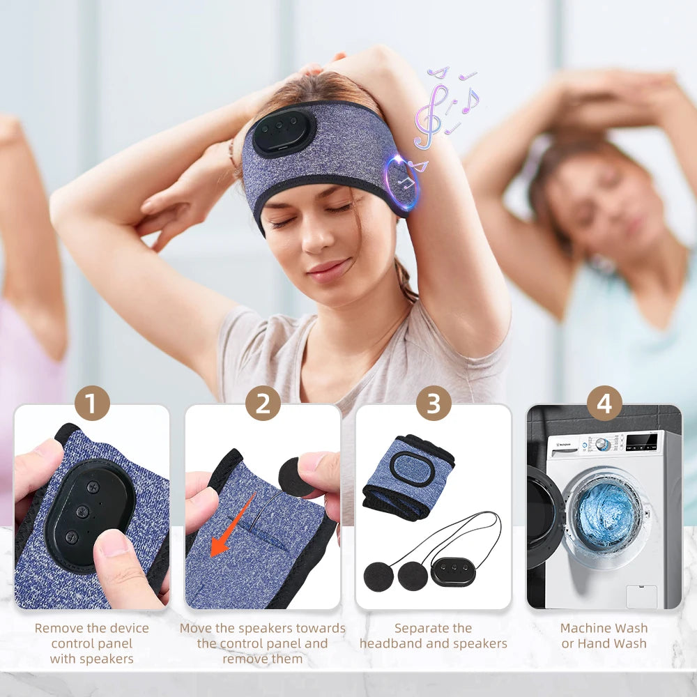 Bluetooth-compatible 5.2 Wireless Stereo Headset
Side Sleeper Eye Mask Sport Hollowing Out Headband Music Earphones