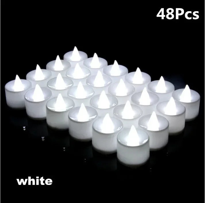 12/24/48Pcs Flameless LED Candles Lights Battery Powered