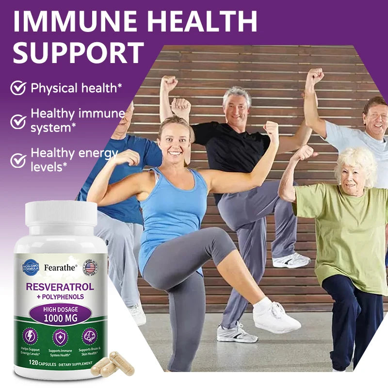 Resveratrol + Polyphenol Antioxidant Supplement 1000mg
- Balances Body Energy, Supports Skin, Cell, Brain, Immune Health