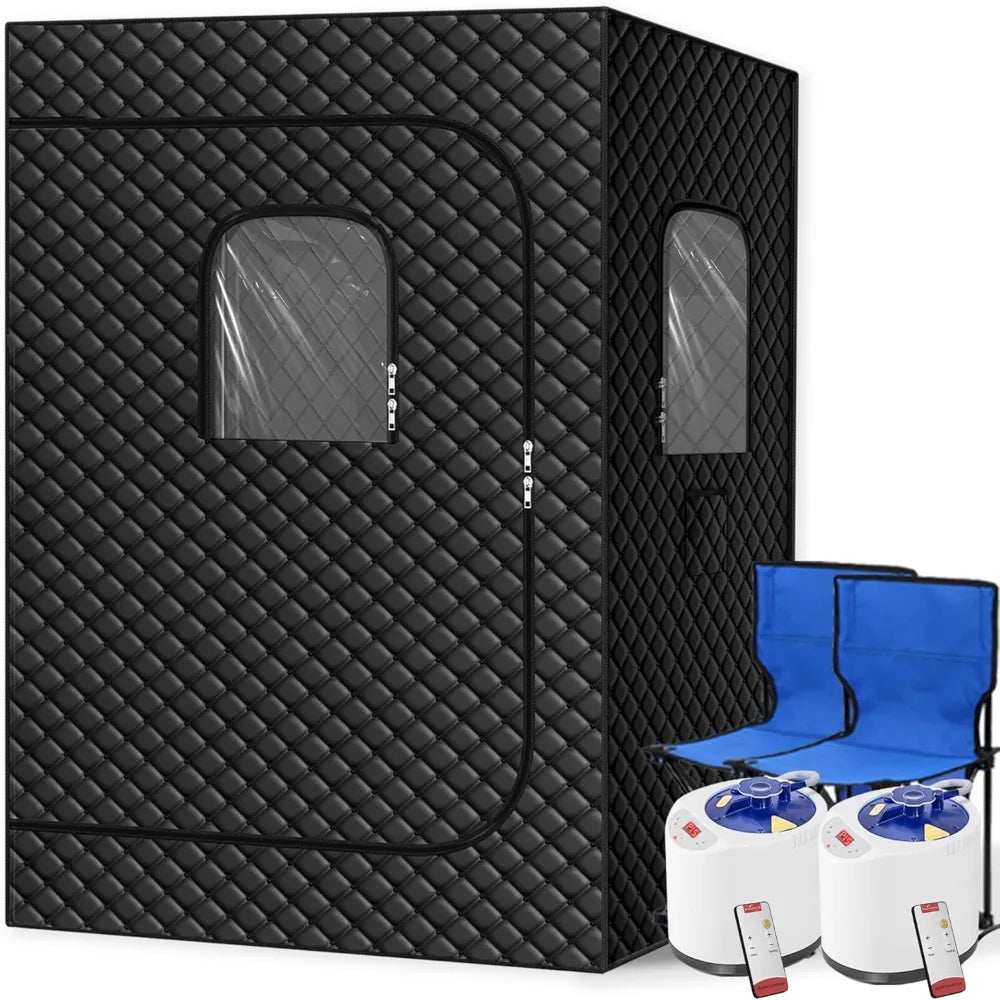 2 Person Portable Steam Sauna for Home
2 Foldable Chair & Remote Control (Black)
